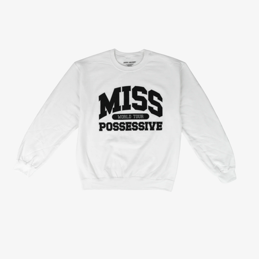 Tate McRae Tour Merch - Miss Possessive White Crewneck Sweatshirt